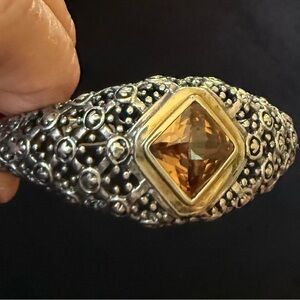 Just Beautiful 925 Sterling Silver Synthetic Orange Stone Cuff